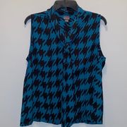 Covington Blue and Black Sleeveless Blouse