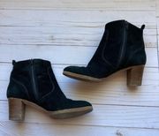 J. Crew Black Genuine Suede Heel Booties Sz 7