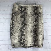 The Limited Pencil Skirt Sz 14 Snake Animal Print Cream Tan Brown Lined Career