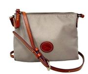 Dooney & Bourke Gray Nylon Crossbody with Leather Strap Zipper Top