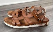 Jellypop Brown Leather Strappy Sandals Size 9.5 Buckle Shoes