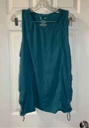 Xersion Teal Scoop Neck Sleeveless Ruched Side Quick-Dri Tank XL