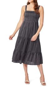 NWT Paige Santibel Stripe Tiered Midi Dress in Black Multi