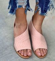 Blush Snake Texture Side Cut Peep Toe Flat