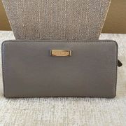 FURLA Taupe Saffiano Leather Large Continental Wallet/Clutch w/Box & Dust Bag