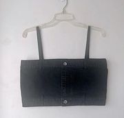 Black Denim Square Neck Cropped Tank S