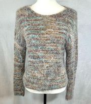 colorful fuzzy sweater size medium