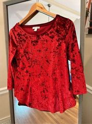 Westport 1962 Red Velvet Westport 1962 Red Crushed Velvet 3/4 Sleeve Size Small