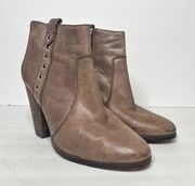 Coach Haven Tan Leather Ankle Heeled Booties Size 7.5 Women’s