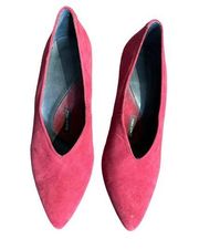 Pied Juste Women's Shoe Anthropologie Suede Pointy-Toe Wedge Crimson Red 37