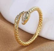 18K Gold Plated Adjustable Snake Ring for Women