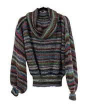 Handmade Womens Size S/M Sweater Cowl Neck Pullover Multicolor Striped Knitted