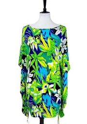 La Blanca Women's Swim Coverup Green Yellow Tropical Floral Size Small