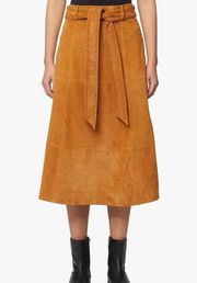 Mika leather suede midi skirt cognac brown new with tags XS