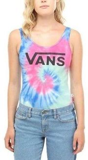 Vans Tie Dye Bodysuit Blue Pink Green Swirl Scoop Neck Skater Hippie Bright Tank