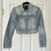 Guess Cropped Fitted Denim Jacket - Size XS