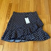 Bardot Charcoal Mini Skirt White Polka Dots Ruffles Pleated Skirt Ruffled Hem 6