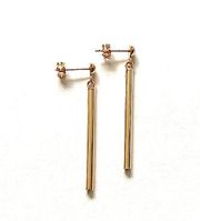 14k Real gold Hanging Bar earrings | Gold earrings | Minimal | Birthday gift | Tehrani jewelry | streetwear fine jewelry | Valuable gift |