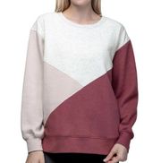 GreenTea Color Block Brick Tan Gray Side Split Sweatshirt Pullover Size Small