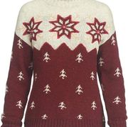 NEW Woolrich Wine & Beige Fair Isle Snowflake Turtleneck Sweater Size Medium