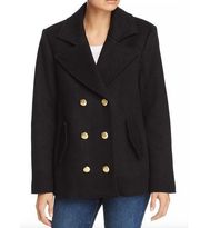 FRAME Oversized Wool Peacoat in Black