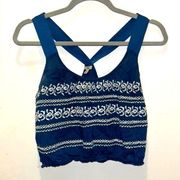 Ecote Urban Outfitters Cara Cami Embroidered Criss Cross Crop Top