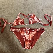 Xhilaration tropical orange red bikini set size S 🤩