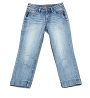 ESPRIT Y2K Boho Embroidered Back Pockets Zipper Detail Cropped Jeans