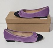 ELLISON Cap Toe Ballet Flat Purple Velvet Women's Size 6.5