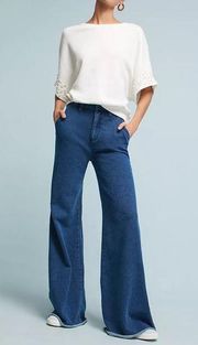 Anthropologie Denim Effect Knit Soft Cotton Trousers