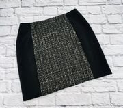 Ann Taylor LOFT Curvy Pencil Skirt Size‎ 10 Black Silver Sequin Lined Mini