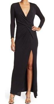 Reiss Black Lillian Plunge neck Jersey maxi dress 4 NWT