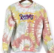 Nickelodeon Rugrats Womens XS Sweatshirt Tie Dye Oversized Cartoon Pastel Retro