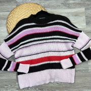 Something navy striped mock neck wool blend sweater