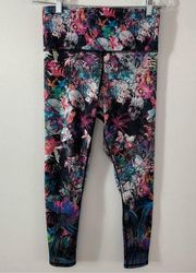 Evolution and Creation High-Waist Floral Skull Print Active Wear Leggings Size M