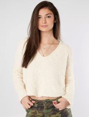 Cream Popcorn Cropped Pullover Sweater