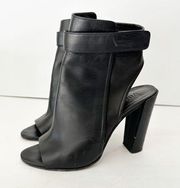 VINCE Black Leather Brigham Peep Toe Booties 7.5