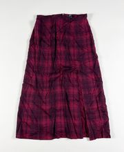 Paige Delfina Soft Plaid Tartan Print Side Slit Mid Rise Pull On Midi Skirt S