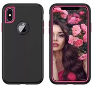 iPhone XS Max Dual Layer Armor Shock Defender Case- Black/rose