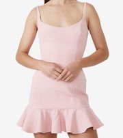 Bardot Gigi Ruffle Hem Fit and Flare Mini Dress Pink Sleeveless Summer Sun NWT