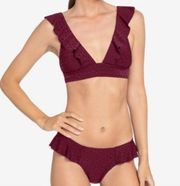 ROBIN PICCONE JULIANNA DOT EGGPLANT RUFFLE BIKINI NWOT SMALL