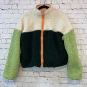 NWOT Wild Fable Colorblock Sherpa Crop Full Zip Jacket