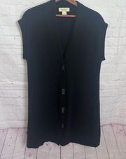 Peck & Peck black cashmere long sleepless sweater vest Size Medium