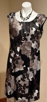 Dressbarn Collection Black,Brown,Gray Sleeveless Dress Boat Neck & pleat…