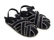 New with box! FARM Rio black and whiteZigzag Stitch Sandal Size 8.5