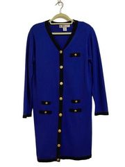 Norton Studio Blue Long Sleeve Midi Sweater Dress Sz M