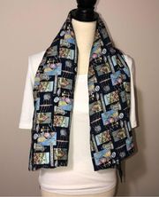 Vintage Georgetown Forever Large Silk Scarf Blue Nicole Miller Unisex