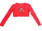 Disney NWT  Juniors Mickey Mouse Long Sleeve Crop Top - Red Size XL