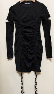 NWT  Black Ruched Detail Ribbed Dress Size M See Description