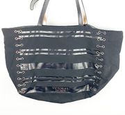 VICTORIA’S SECRET Black Side Lace Canvas Shoulder Tote